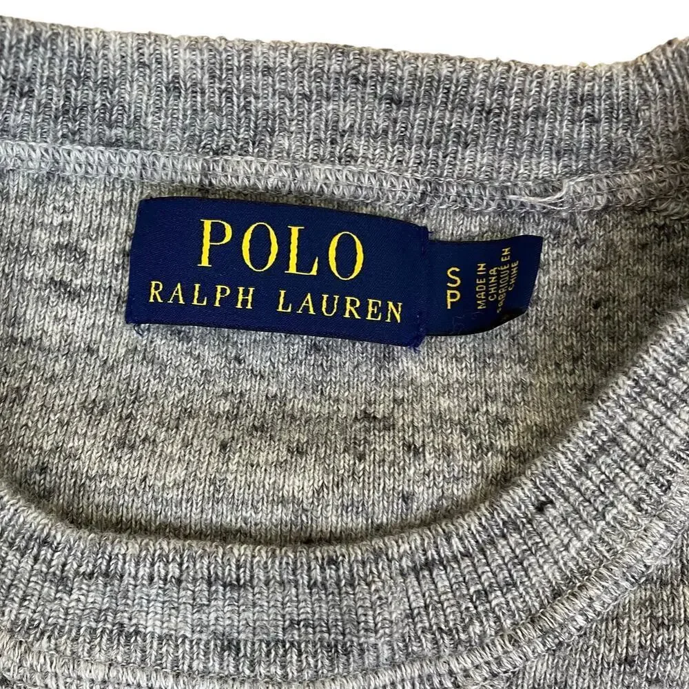 Polo Ralph Lauren Mens Sz S Heathered Grey Fine Knit Crewneck Sweater Classic